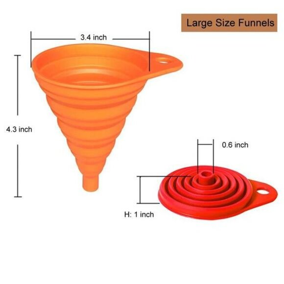 Kitchen Funnel Set 4 Pack Collapsible Silicone Funnels Food Grade Large Small - Picture 2 of 7